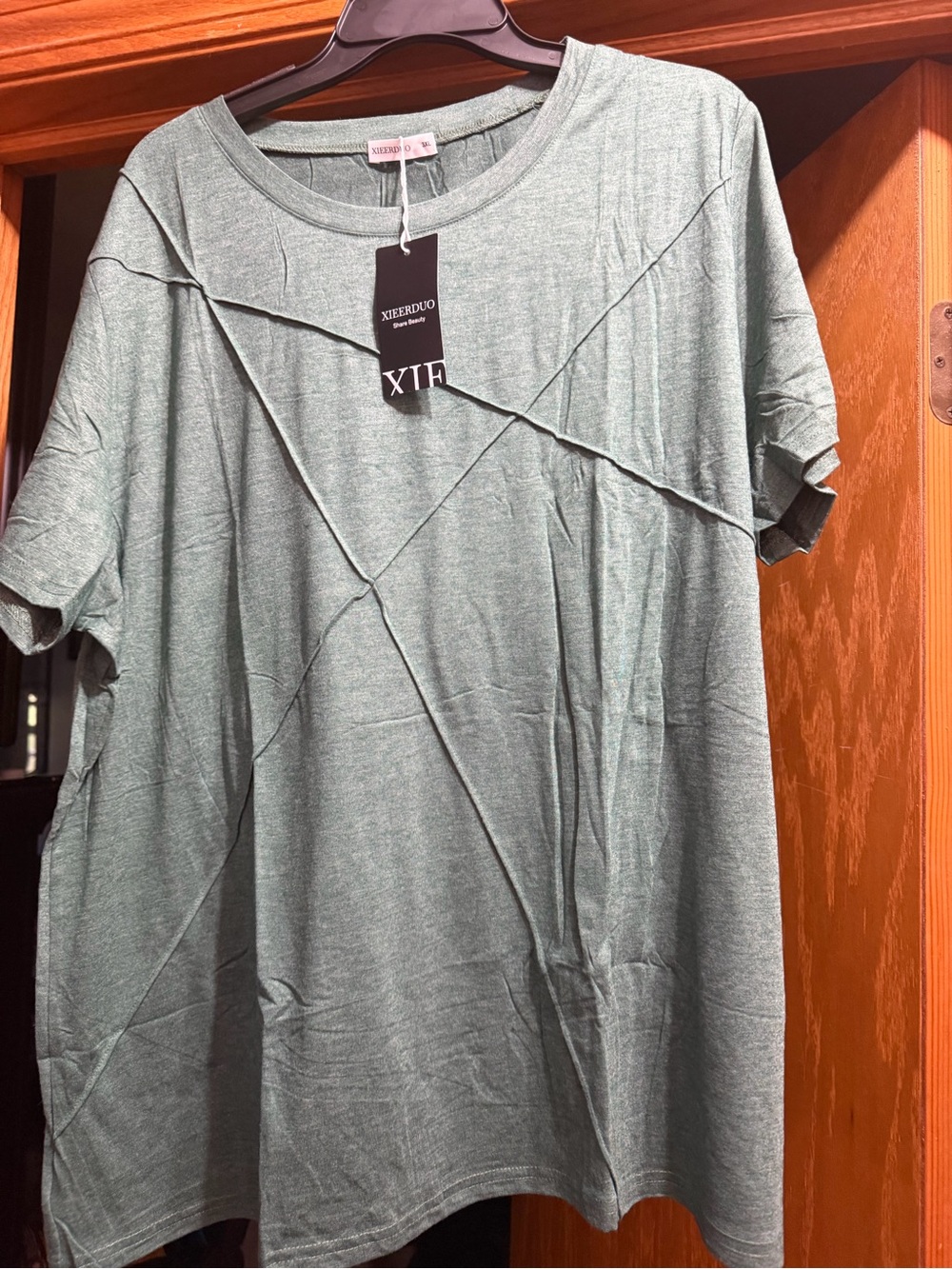 Womans Short Sleeve Crewneck Shirt in Sage Green